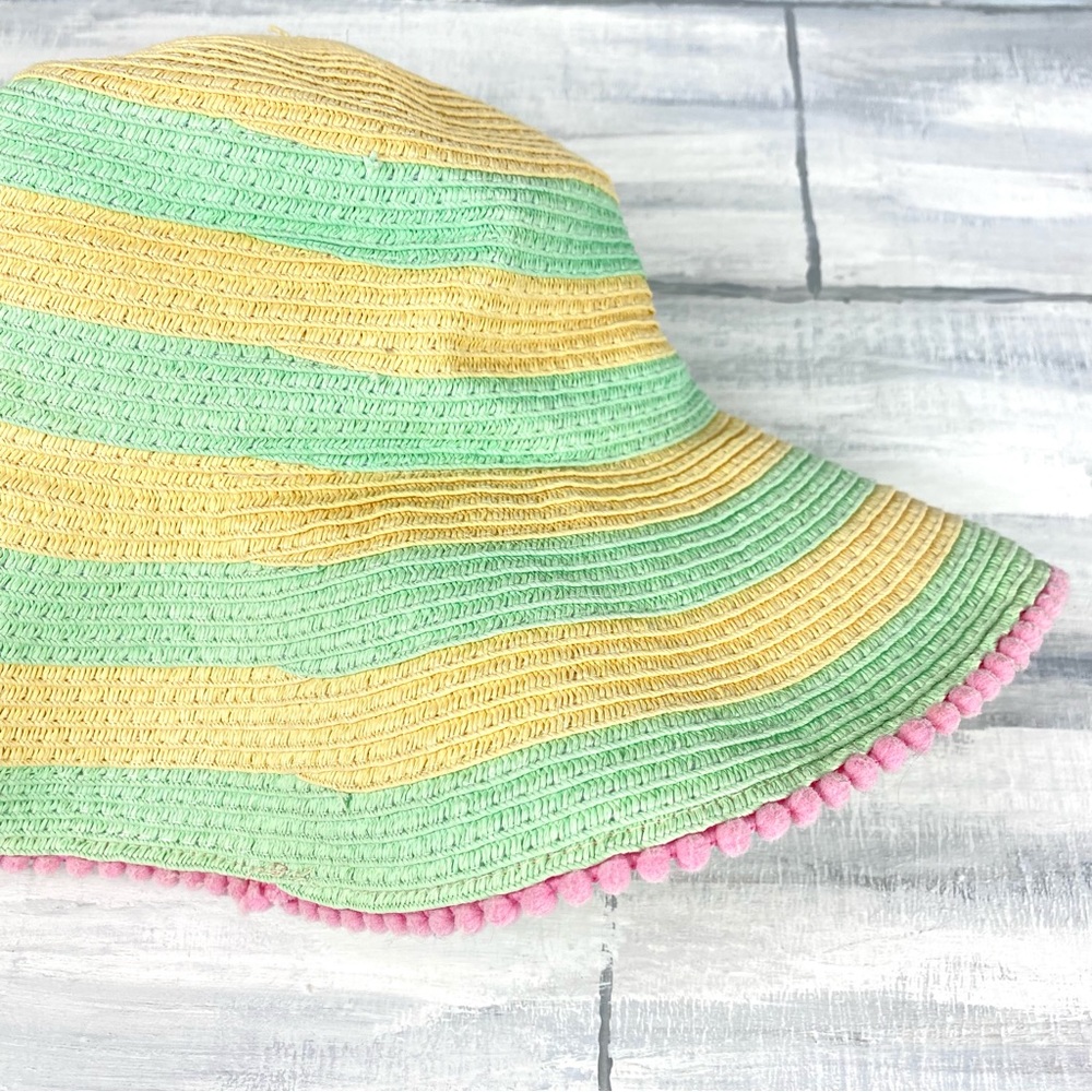 Boho Striped Pom Straw Hat Floppy Beach Summer Sun Hat Vacation Resort Cruise - Picture 5 of 14
